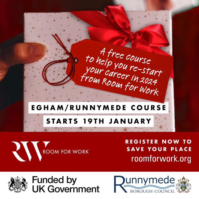 Do you live in Runnymede? Are you over 45 and struggling to get back into work? Or do you know you're under-employed and want a better job? If the answer is yes then @room4work has the programme for you. Visit roomforwork.org to register.
Supported by <a href="/RunnymedeBC/">Runnymede Borough Council</a>