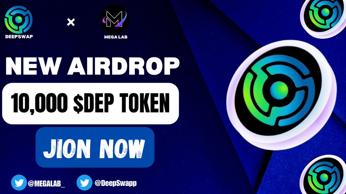MegaLab_'s tweet photo. 🥰 deep swap x Mega Lab #Airdrop 🎉

🎁 Prize Pool › 10,000 $dep Token ( #FCFS )

To Enter:-
✅ Follow @DeepSwapp
✅ RT &amp; Tag 3 Friends
✅ Complete #gleam ⤵️
https://t.co/kPwf2bxDwS.

⌛ End 27 Dec.
#Airdrop #Giveaway #Crypto #FCFS #Megalab #deepswap #BNB    #BTC https://t.co/BfYCKxMle0