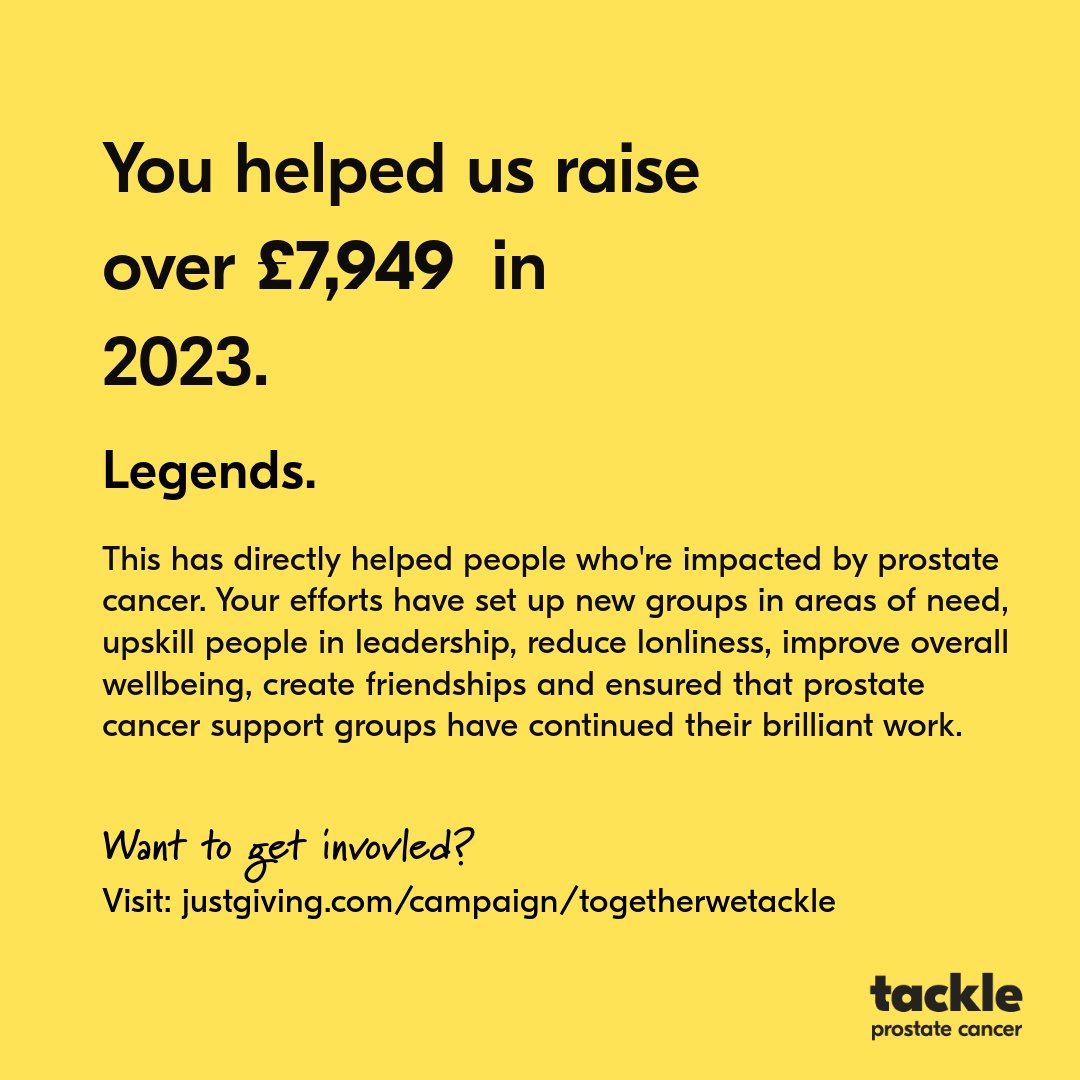 Want to start 2024 with the gift of giving? Why not fundraise for Tackle?💜 There's no minimum or maximum amount you'd need to raise, every penny counts and will help someone who's impacted by prostate cancer. Head here for more info 👉 justgiving.com/tackleprostate…