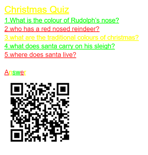 Year 4 have been experimenting with QR codes to create their own Christmas quizzes. @StMargarets_ #smacomputing