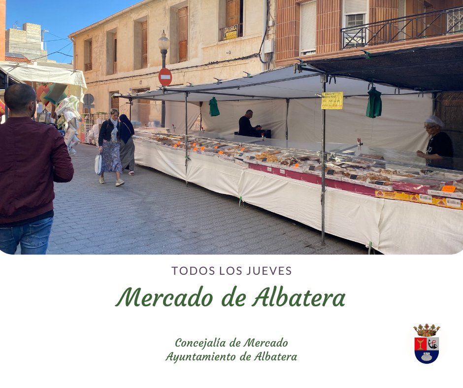 AytoAlbatera's tweet image. #FelizJueves Ya estamos en el mercado semanal de #Albatera, ven y haz tus compras en el comercio local 🛍️
#tútieneselpoder #salvaelcomerciolocal#compraenalbatera