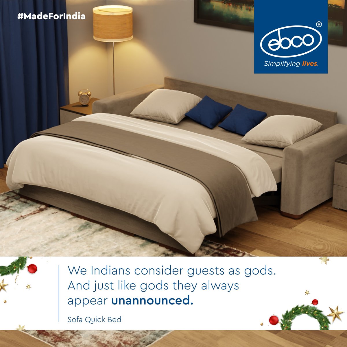 Presenting our latest campaign for our client Ebco where we focus on solving unique Indian problems with Ebco's innovative solutions. 
#MadeForIndia #SofaQuickBed #Compactroom #furniturefittings #advertising #digitaladvertising