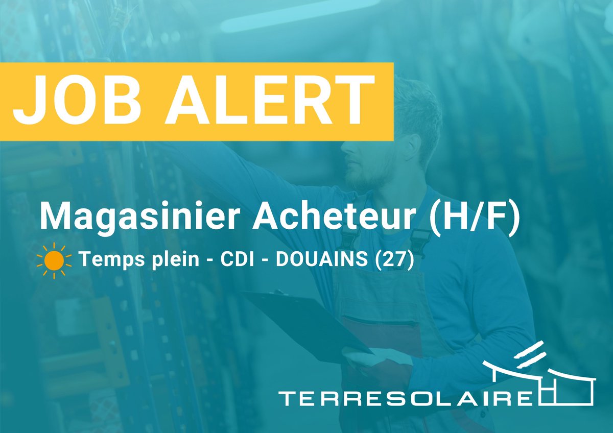 𝗢𝗻 𝗿𝗲𝗰𝗿𝘂𝘁𝗲, 𝗮̀ 𝗗𝗼𝘂𝗮𝗶𝗻𝘀, 𝗲𝗻 𝗡𝗼𝗿𝗺𝗮𝗻𝗱𝗶𝗲 : 
1 Magasinier-e acheteur-se photovoltaïque 

👉 Pour postuler, c'est par ici : bit.ly/jobs-TerreSola…  

#recrutement #photovoltaique #emploinormandie #magasinier #vernon #job #eure