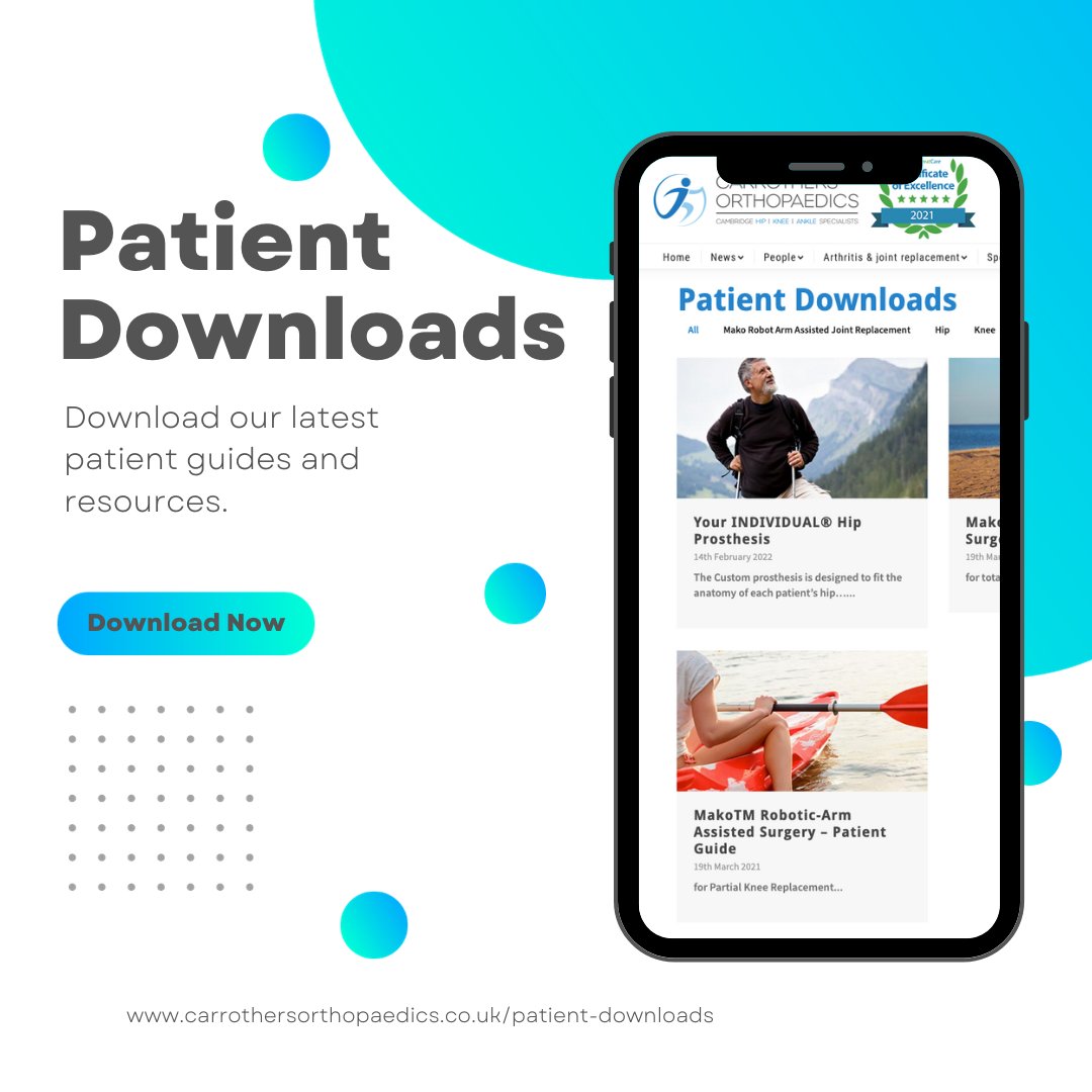 Did you know that we have patient information on our website that you can download? ⬇️carrothersorthopaedics.co.uk/patient-downlo…

#hipsurgery #kneereplacement
#orthopaedicsurgeon #cambridge