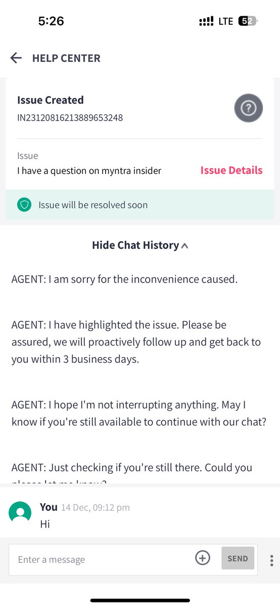 Drish101's tweet photo. @MyntraSupport @myntra  the only place where 3 business days take forever to close. Every time I follow up their agent copy pastes and send the same message and there is no revert.

If you call the agents out you on hold for 10 mins and then disconnect the call. Amazing service. https://t.co/9z9spKMqll