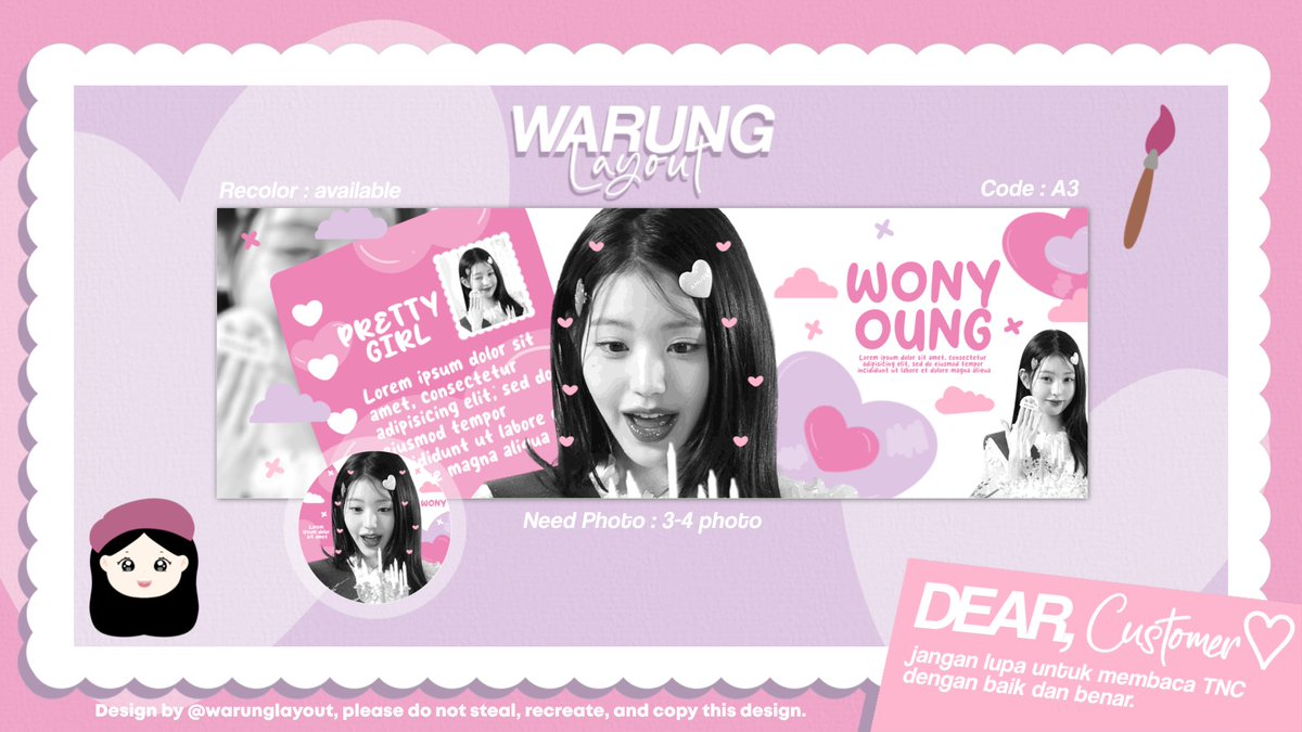 warunglayout's tweet image. { HELP RT THANK YOU 🎀 }

Hi sweetie, aku ada template layout yang bisa langsung kalian order sekarang juga 🐰🩷 price cek Alt 🫶🏻 cocok banget buat kamu yang mau nambah katalog atau kamu yang pemula 🧚🏻‍♀️🫧  file IPV only. TNC cek bawah ya 🎀

#zonauang #zonaba