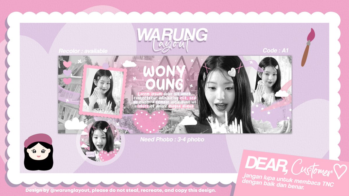 warunglayout's tweet image. { HELP RT THANK YOU 🎀 }

Hi sweetie, aku ada template layout yang bisa langsung kalian order sekarang juga 🐰🩷 price cek Alt 🫶🏻 cocok banget buat kamu yang mau nambah katalog atau kamu yang pemula 🧚🏻‍♀️🫧  file IPV only. TNC cek bawah ya 🎀

#zonauang #zonaba