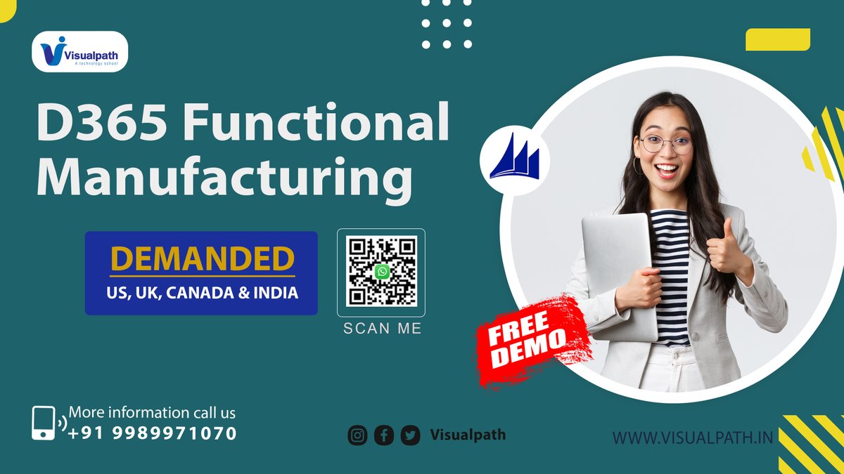 NavyatejaV's tweet image. Visualpath is one of the best Dynamics Manufacturing Training Institute in Hyderabad. contact us:- +91-9989971070.
WhatsApp: whatsapp.com/catalog/919989…
Visit: visualpath.in/dynamics-d365-…
#axfunctional #D365 #axfunctionald365 #manufacturing #functional #visualpathedu #FreeDemo