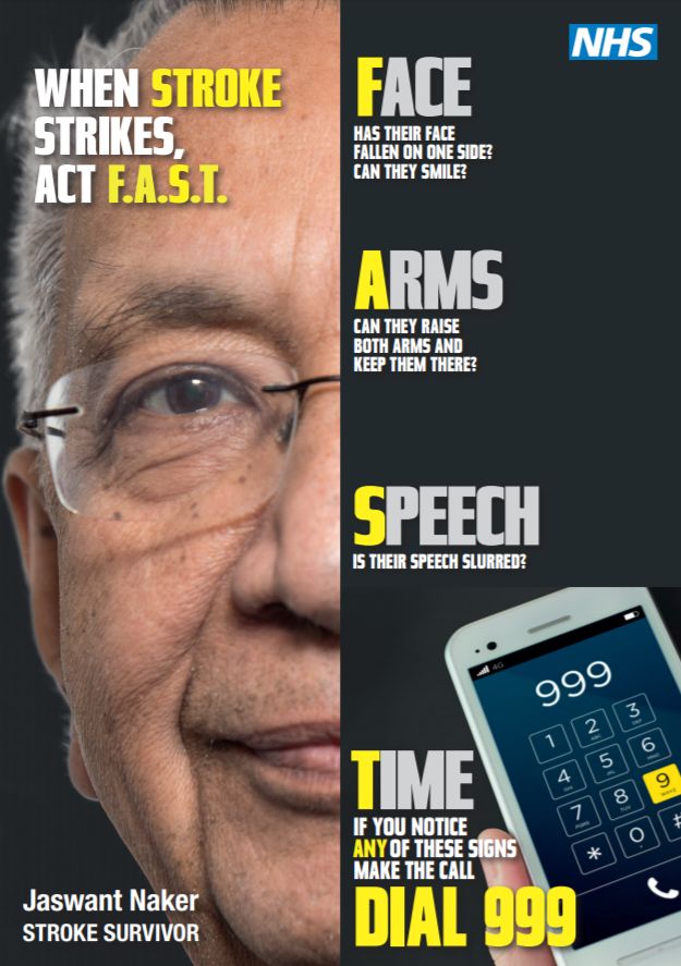 Do you know the signs of stroke? You only need to see ONE sign – Face, Arms, Speech – of the #actfast test to call 999.