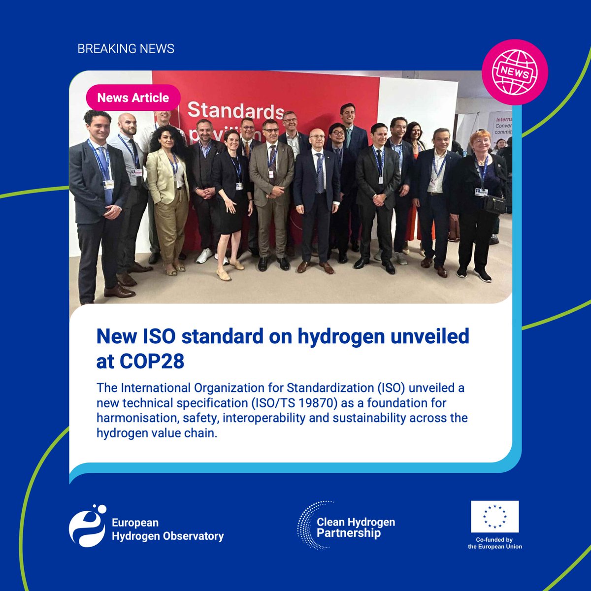 During #COP28 in Dubai, @isostandards revealed a new technical specification crucial for hydrogen standardization and a efficient global hydrogen economy ⚡️🌱 Read more 👉 bit.ly/NewsISO #HydrogenObservatory #HydrogenEconomy #CleanHydrogen #climatestandards