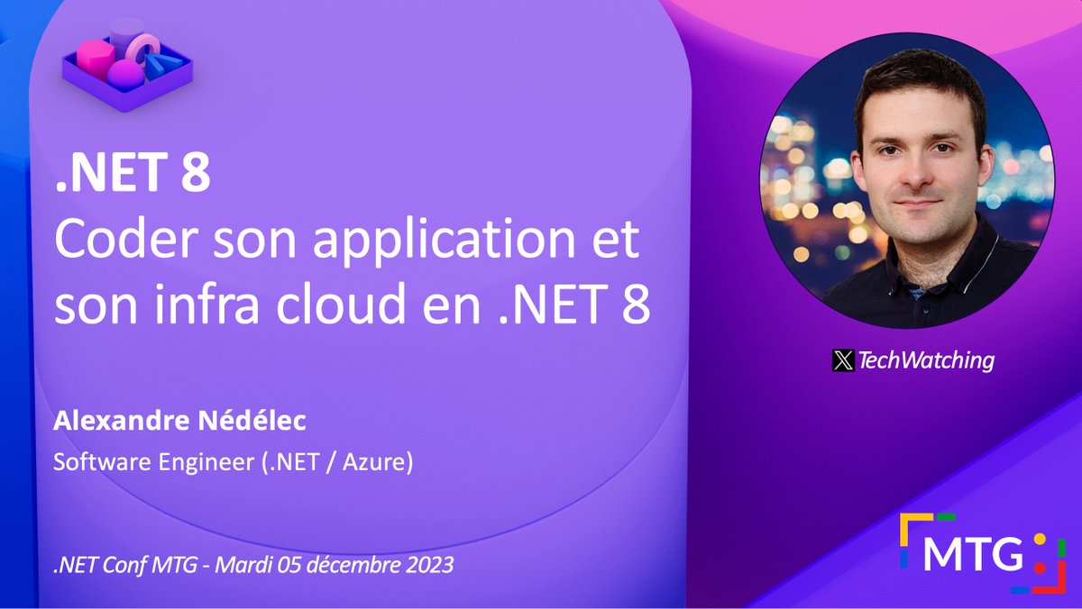 .NET Conf with MTG : @TechWatching nous a parlé des nouveautés .NET 8 / C# 12 et présenté Pulumi, c'est à revoir sur notre chaîne Youtube youtube.com/watch?v=10LVhb… #dotnet #dotnetconf #pulumi