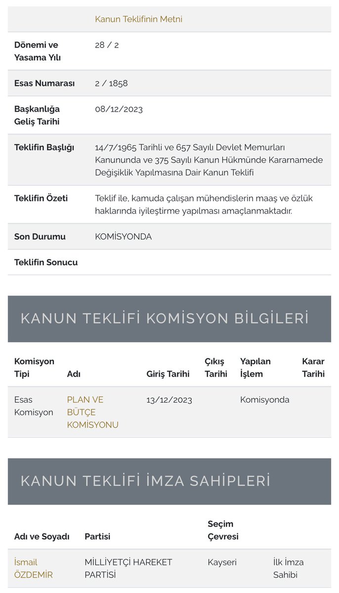 Kamu mühendisleri çözüm bekliyor. MHP' nin vermis olduğu kanun teklifinin bir an önce yasalaşmasını talep ediyoruz.
@dbdevletbahceli
@MHP_Bilgi
@kaMUhendisleri
 #KamuMuhendisiTorbaya