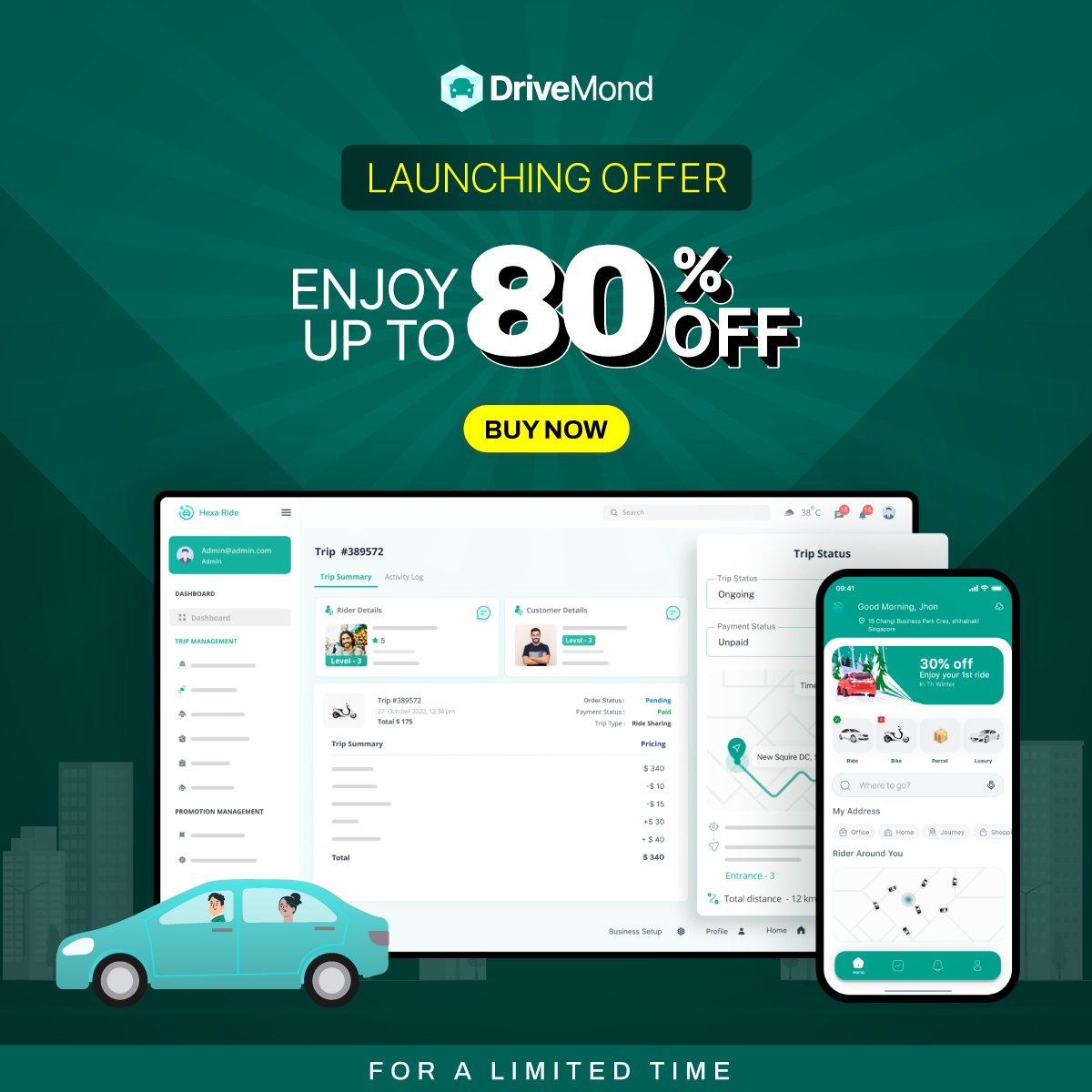 6amTech's tweet image. 🔥Breaking News🔥

6amTech just dropped a new ride sharing solution: ‘DriveMond’ 🥳

🚗 Launch your ride sharing app this new year!

Best part is you can get DriveMond at a launching offer of up to 80% OFF. 🤯

Visit 👉 bit.ly/3vhBOkQ to learn more about DriveMond. 👍