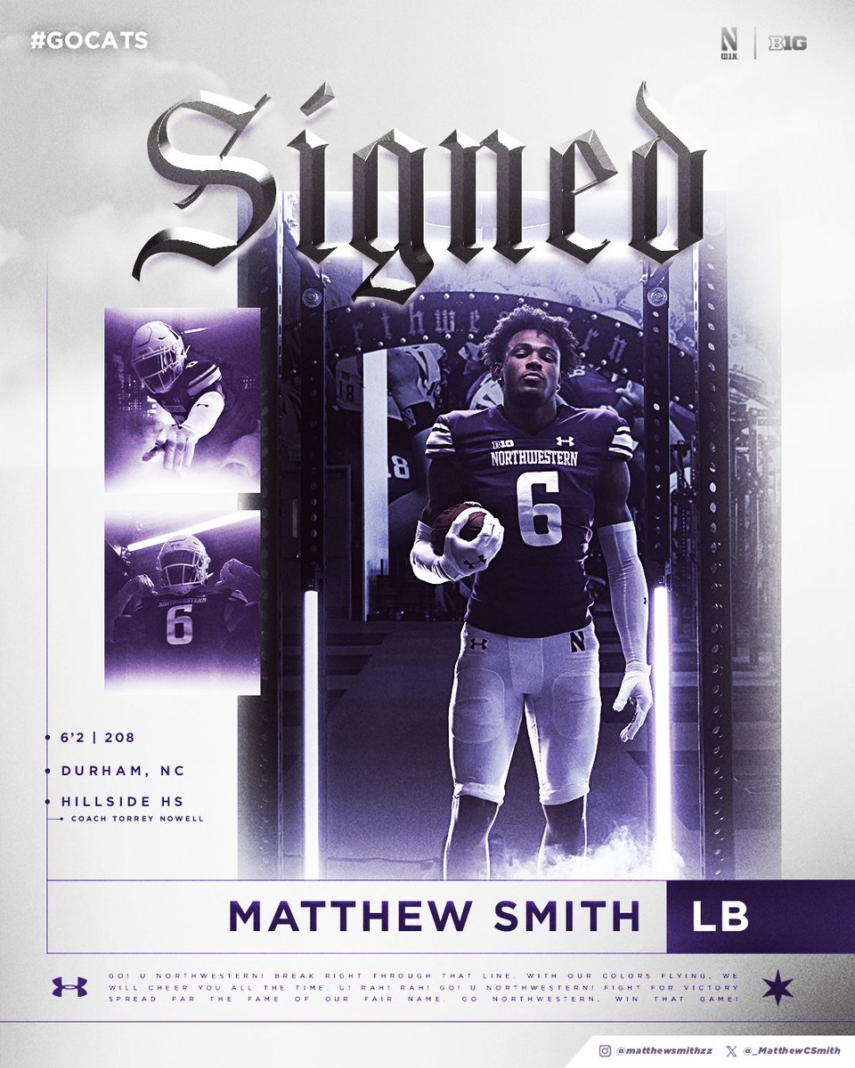 Signed ✍️ Welcome to Northwestern, @_MatthewCSmith!