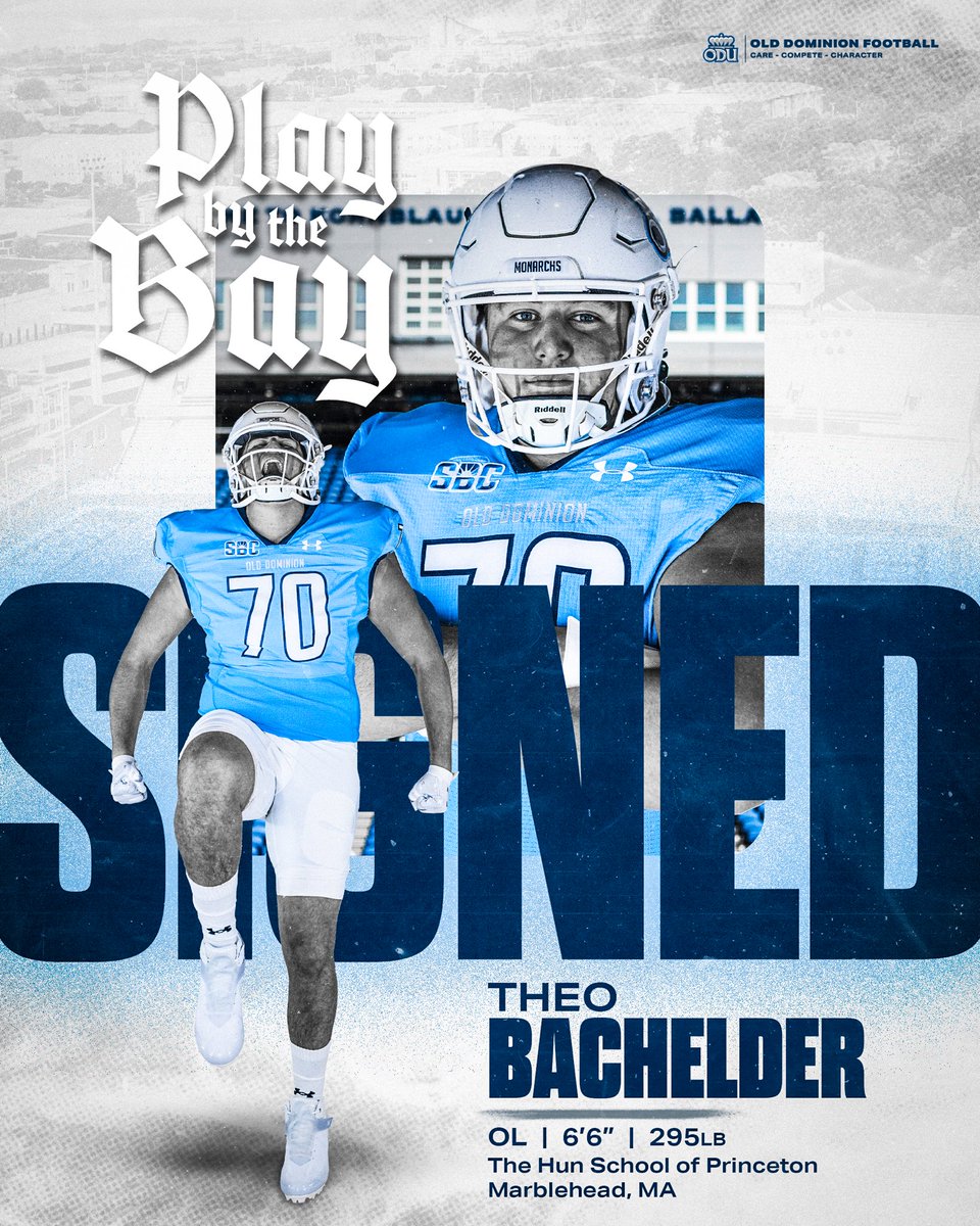 ODU Football (@odufootball) on Twitter photo Just got a dawg up front…Welcome Home, <a href="/TheoBachelder99/">Theo Bachelder</a>‼️
#PlayByTheBay
#ReignOn | #DDT | #NSD24 Just got a dawg up front…Welcome Home, <a href="/TheoBachelder99/">Theo Bachelder</a>‼️
#PlayByTheBay
#ReignOn | #DDT | #NSD24