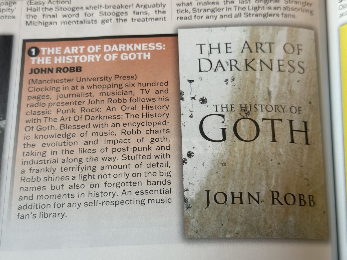 Thanks to @ViveLeRock1 magazine for making my best selling 'The Art Of Darkness - The History Of Goth' book their BOOK OF THE YEAR! Yet another book of the year listing - thanks for all the support... Buy signed copy of book from membranes.bandcamp.com/merch/the-art-…