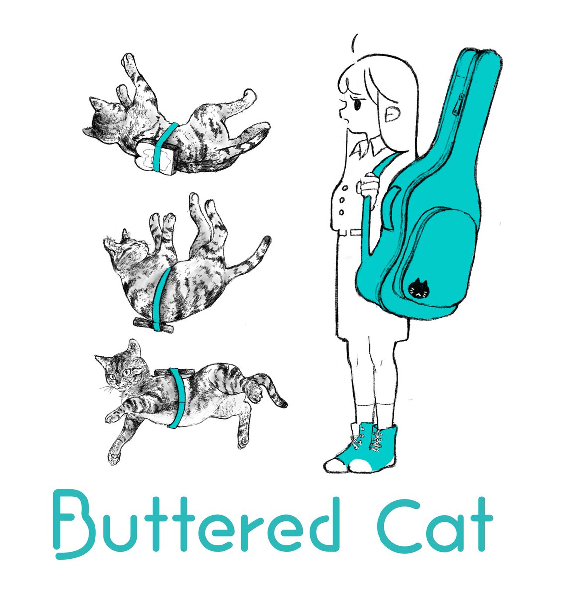 「[お仕事]インストバンド「Buttered Cat」さまのロゴ・イラストを制作さ」|飯田 愛のイラスト