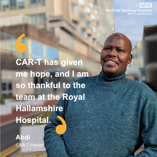 This time last year Abdi was facing a devastating blood cancer diagnosis. But despite two bouts of gruelling treatments the cancer could not be kept at bay Now he says he has been given a 'lifeline' thanks to revolutionary CAR-T cancer cell therapy 👏 🔗sth.nhs.uk/news/news?acti…