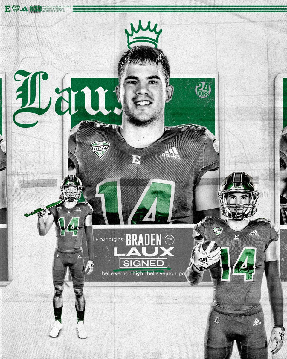 The QB from Pennsylvania is the newest TE at EMU!

Let's welcome Braden Laux!

#ETOUGH ⛓️ #24OURS