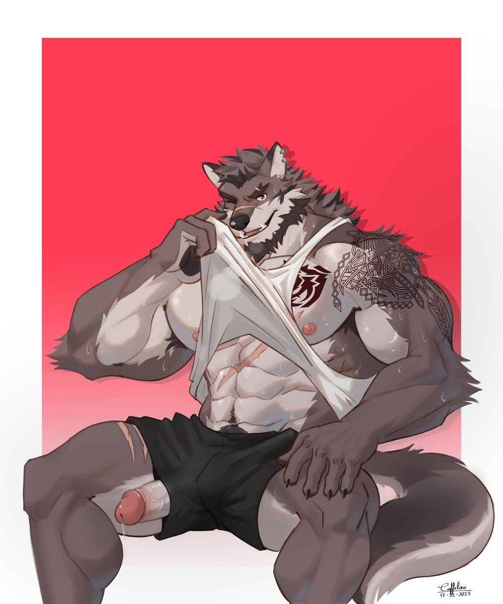 What if ... that random wolf at the gym suddenly flash a wink at ya what would you do ? ;3 he is sweating and a little excited that he flashes sth else ... unintentional ofc 😄 Huge thanks to @CoffelineArt for this amazing work!