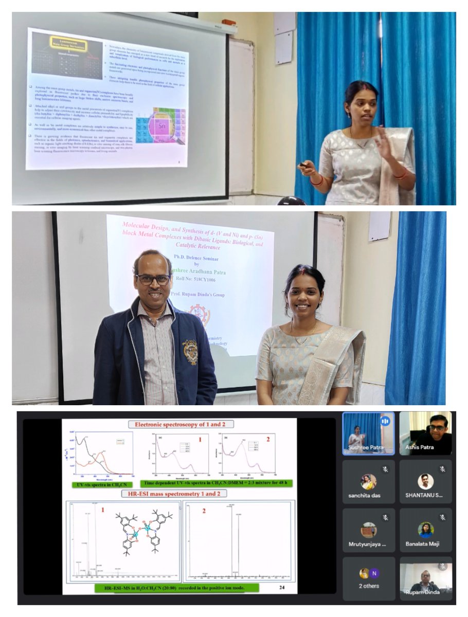 Prof. Dr. Rupam Dinda (@rupamdinda) on Twitter photo Congratulations! to <a href="/patra_aradhana/">Sushree Aradhana Patra</a> for a Brilliant #PhD Thesis Defense today. She did a Terrific Job on #Metallodrugs and Ni-based #catalysts. Thanks to the examiners Dr. Ashis K Patra <a href="/IITKanpur/">IIT Kanpur</a> and Prof. Gary Schenk <a href="/UQ_SCMB/">UQ Chemistry and Molecular Biosciences</a>. Well done & best wishes Dr. Aradhana!
<a href="/nitrourkela/">NIT Rourkela 🇮🇳</a> Congratulations! to <a href="/patra_aradhana/">Sushree Aradhana Patra</a> for a Brilliant #PhD Thesis Defense today. She did a Terrific Job on #Metallodrugs and Ni-based #catalysts. Thanks to the examiners Dr. Ashis K Patra <a href="/IITKanpur/">IIT Kanpur</a> and Prof. Gary Schenk <a href="/UQ_SCMB/">UQ Chemistry and Molecular Biosciences</a>. Well done & best wishes Dr. Aradhana!
<a href="/nitrourkela/">NIT Rourkela 🇮🇳</a>