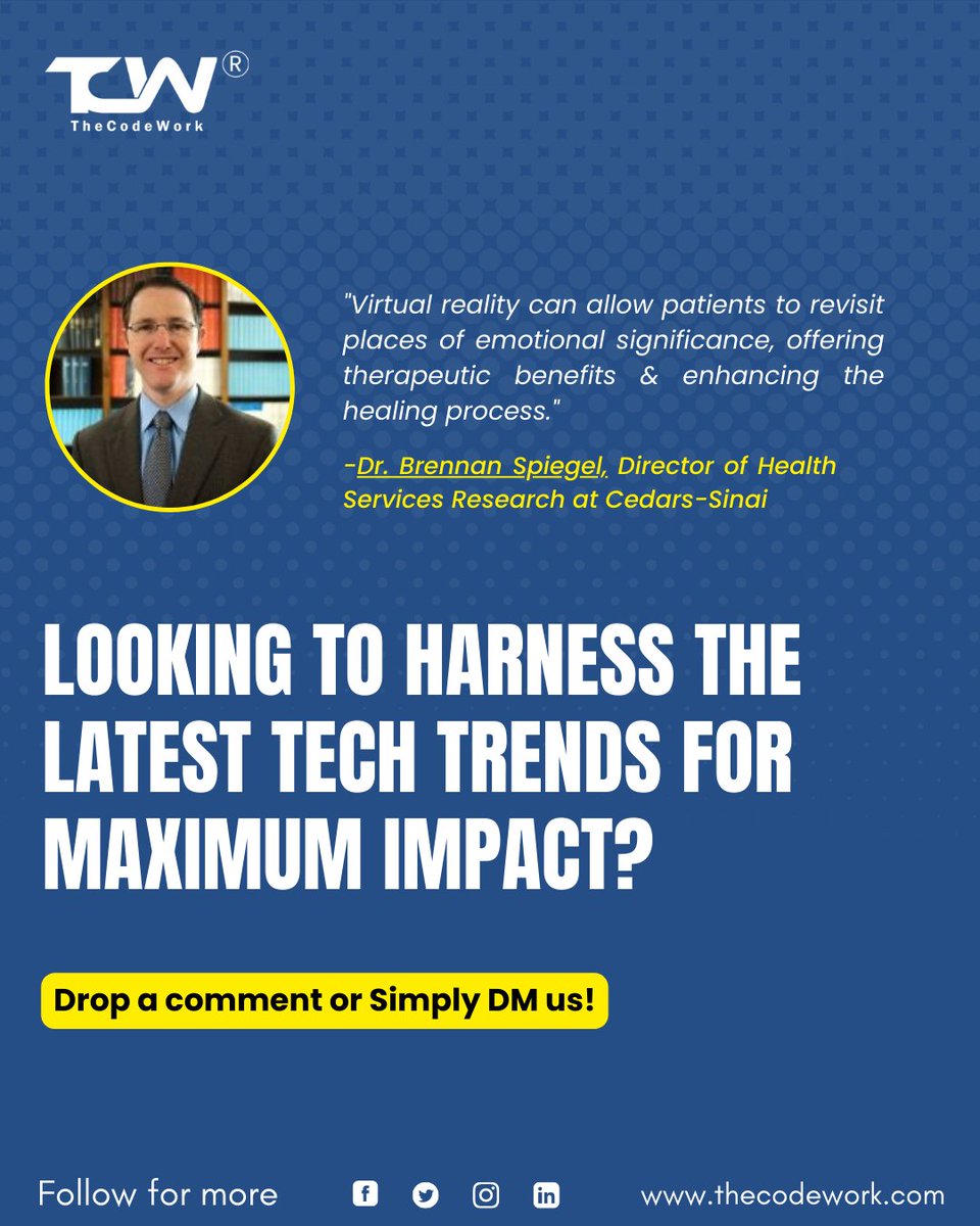 thecodework's tweet image. Looking to harness the latest tech trends for maximum impact?
Drop a comment or Simply DM us!
#thecodework #tech #VirtualReality #healthcare #HealthTech