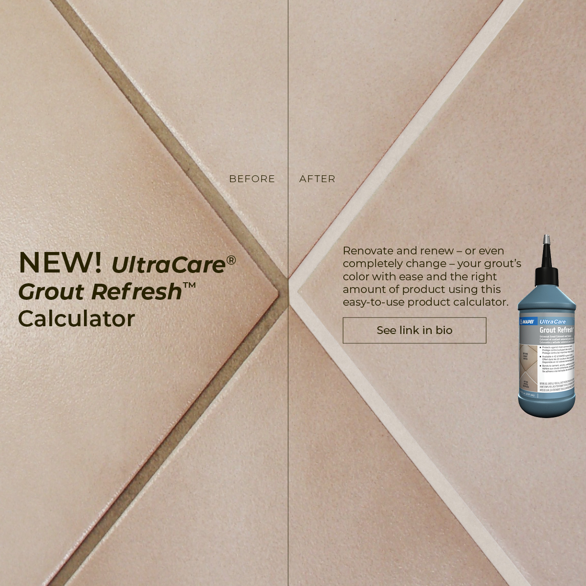 Renovate, renew — or even completely change — your grout color with this convenient calculator. 

📲 Check out our new UltraCare Grout Refresh calculator here: mapei.com/us/en-us/produ…