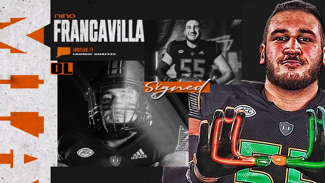 #Miami officially signs 
Canadian born OL Nino Francavilla.

The future Centerpiece of the #Hurricanes trenches.

#TheU continues to priorities the OL. 

The #Canes are pushing to close on a top 5 class.