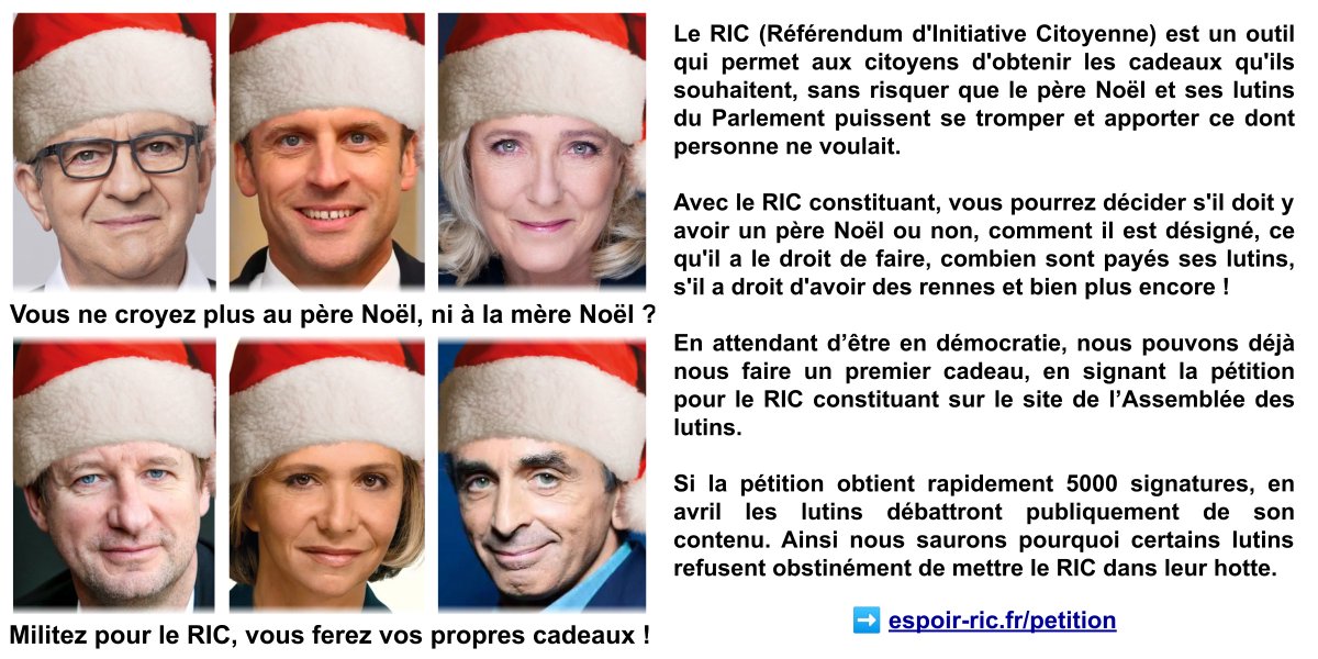 5000 signatures pour le #RICconstituant sous le sapin s'il vous plait ! 🎄
➡️petitions.assemblee-nationale.fr/initiatives/i-…

En savoir plus : espoir-ric.fr/petition