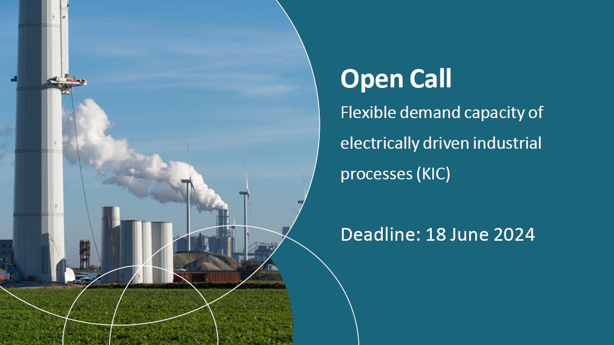 This KIC Mission call is now open. Consortia of researchers, companies and civil society organisations can submit a research proposal to conduct social and technological research on the flexible demand capacity of electrically driven industrial processes: nwo.nl/en/news/call-o…