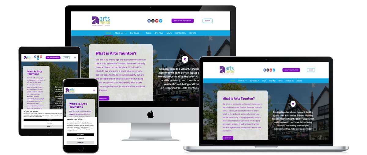 We are really pleased to announce that local charity, Arts Taunton's new website went live this week. Working with our partners on this project @SomersetWebServices we were able to get the design and build completed in just a few weeks. 
<a href="/Artstaunton/">Arts Taunton</a> #Taunton #Website #SEO