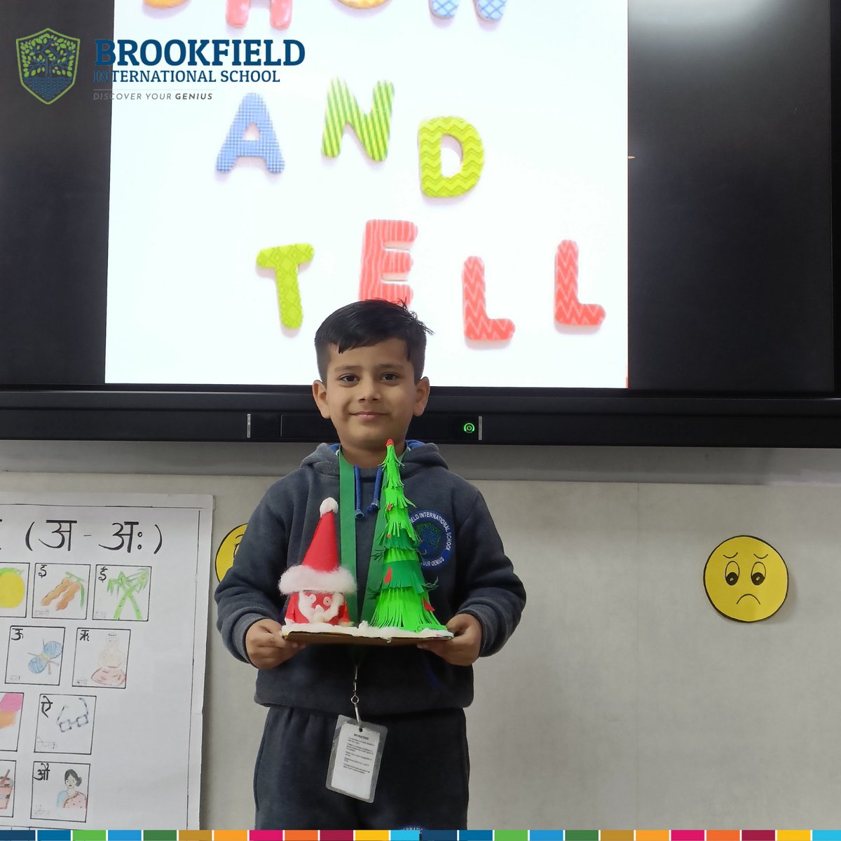 📷Today's show and tell at BFIS was a festive delight! The classroom was filled with holiday spirit as kids eagerly showcased bells, candy canes, Christmas trees, and gifts, sharing the joy of the season with their classmates. 📷 #BrookfieldInternationalSchool #bestschoolintown