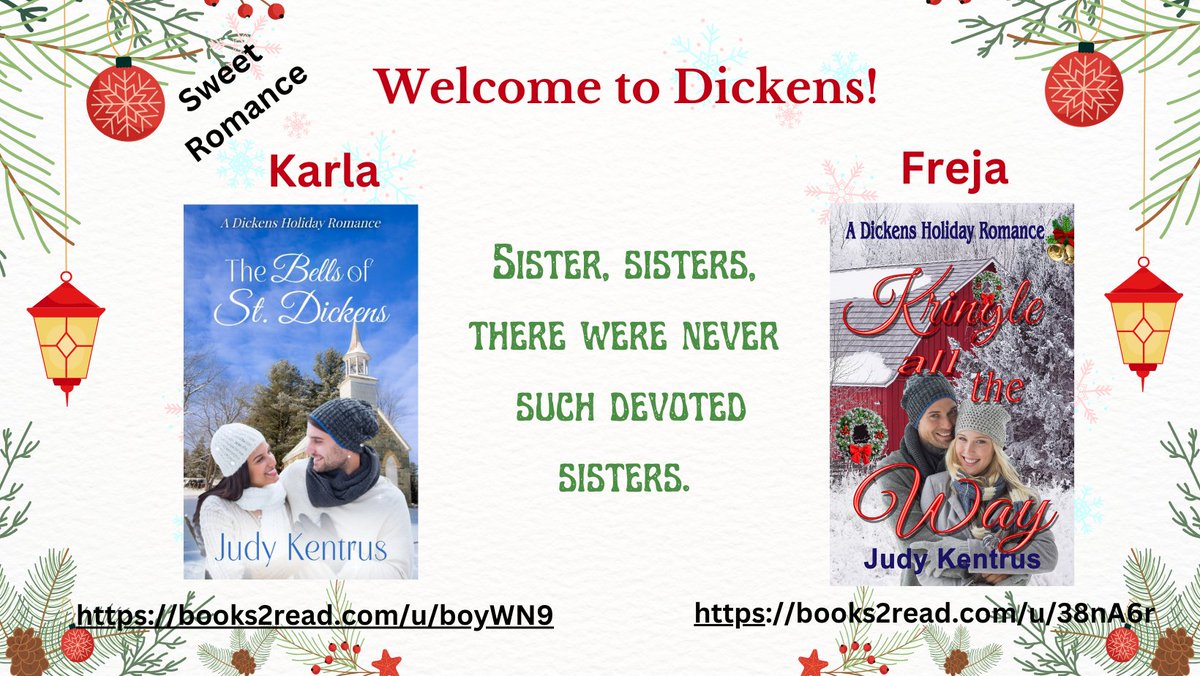 Meet the Sorensen sisters. Double your pleasure with these five-star holiday reads.
Freja: books2read.com/u/38nA6r
Karla: books2read.com/u/boyWN9
#sweetromancereads #holidayromance #dickensholidayromance #romancegems #christmasread
#smalltown #christmasnovella