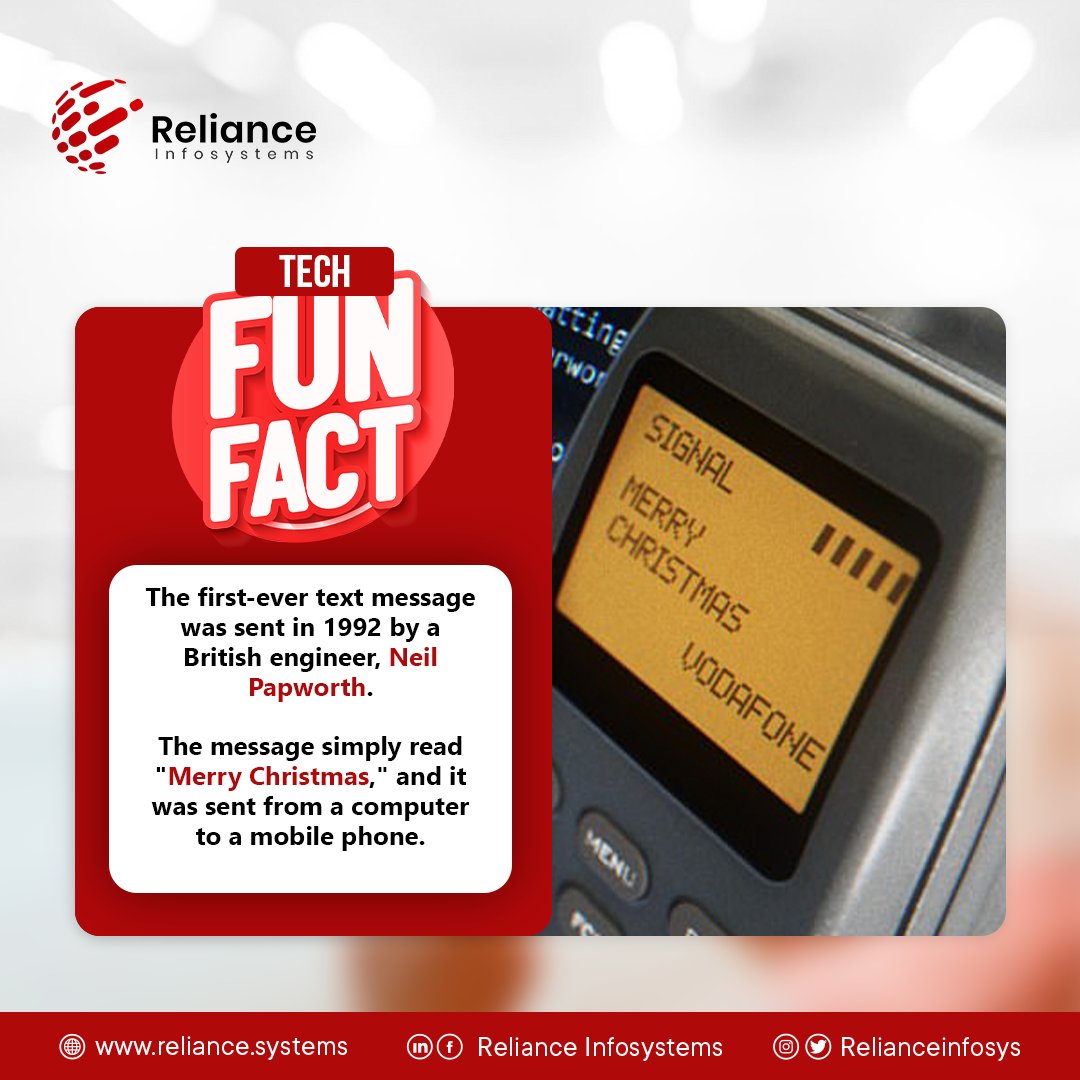 RelianceInfoSys's tweet image. Little did he know, he was paving the way for the countless messages that now zip through the airwaves daily! 

#TextMessageTrailblazer #TechTimeCapsule #TechHistory