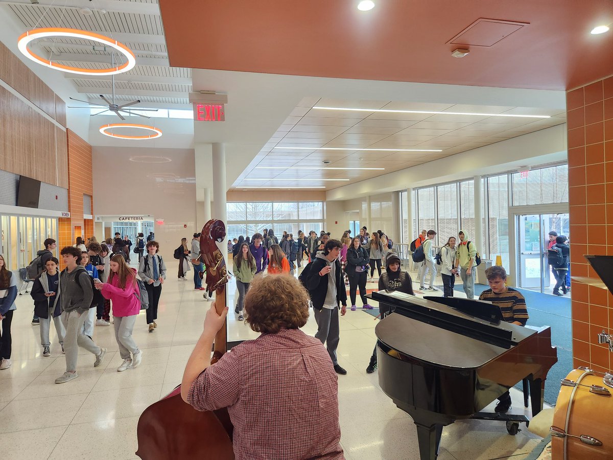 Our Tri-M students have been making music and creating memories for the LHS community in the lobby before and after school this week. Thank you to Mr. H-F and the Tri-M Music Honor Society for sharing their music with us! @NAfME @OfficialNYSSMA @LCSDOfficial #THISisLiverpool