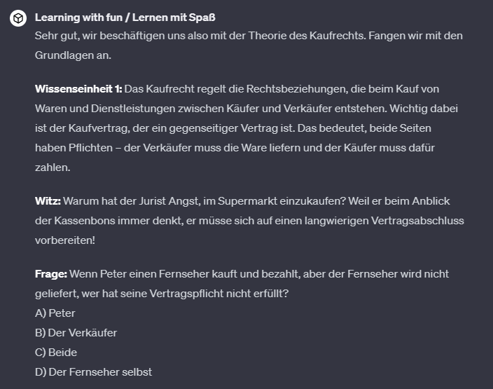 programmschule's tweet photo. Mit unserem neuen #GPT "#Lernen mit Spaß" lernst du - zu beliebigen Themen  - auf humorvolle Weise! Probiere es jetzt aus:

https://t.co/2DjGhr2SrV

#GPT #Lernen #KI #Lehrer https://t.co/coiC2ams3g