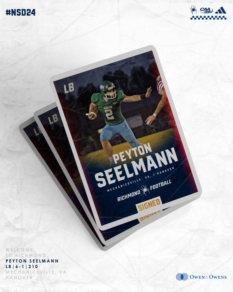 𝙎𝙄𝙂𝙉𝙀𝘿 ✍️🕷️

Peyton Seelmann (<a href="/PeytonSeelmann/">Peyton Seelmann</a>) 
LB | 6-1 | 210
Mechanicsville, Va. | Hanover 

#OneRichmond | #NSD24