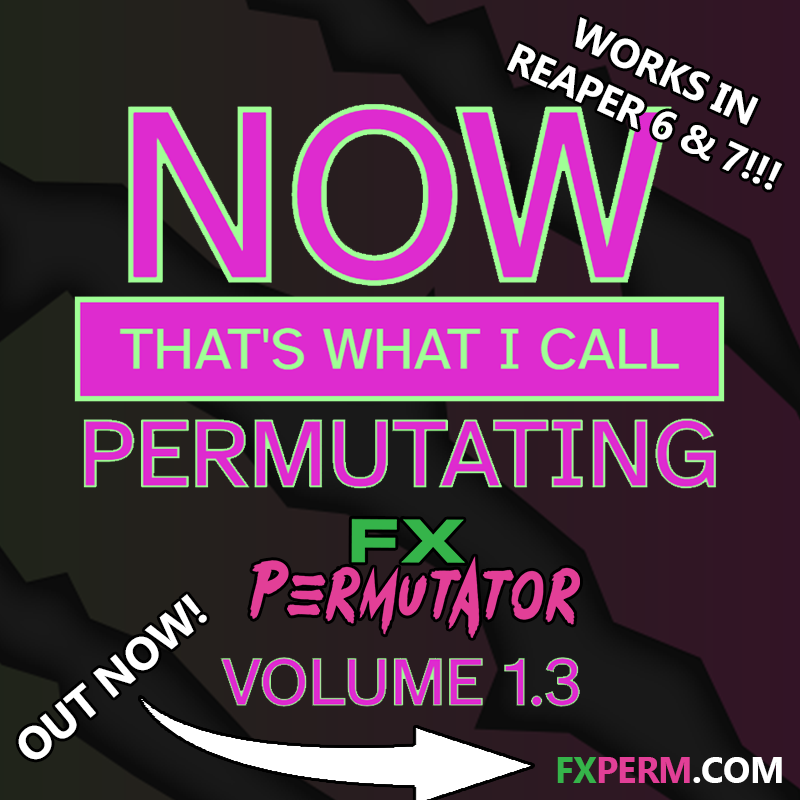 techaud_io's tweet photo. For those using FX Permutator, if you have any thoughts, suggestions for features, or quality of life improvements, let us know either here or via our Contact form!
We always keep an ear open! ππ
#reaperdaw #audiodesign #fxplugins https://t.co/ahPF53BmLe