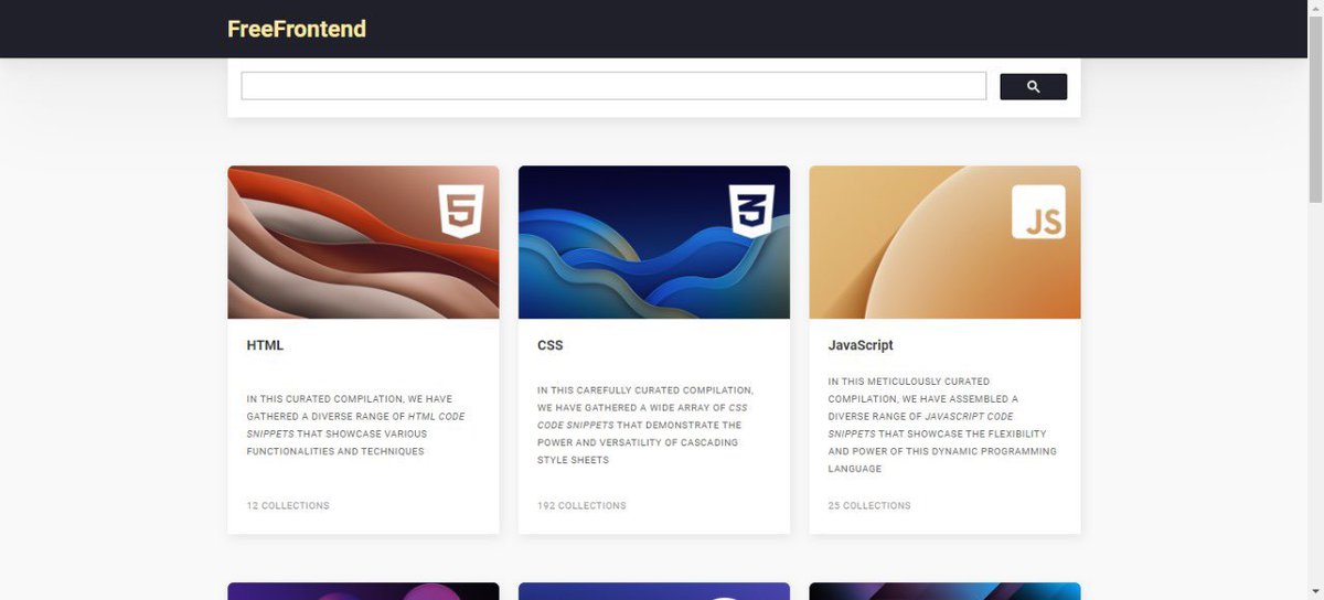 موقع free frontend يوفر اكواد جاهزه في html css javascript react ...ect يوفر عليك الوقت و الجهد بشكل كبير جدا مثلا يمكنك البحث عن تصميم login page Landing page و إختيار ال template المناسبه لك. رابط الموقع freefrontend.com