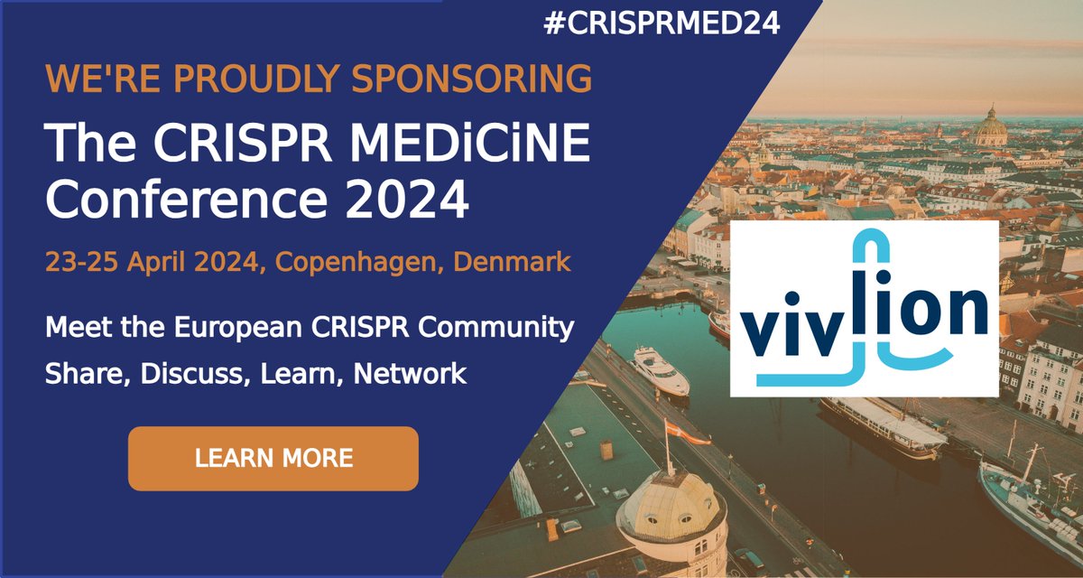 Proud to support the first CRISPR Medicine Conference #CRISPRMED24 in Copenhagen (Denmark), April 23-25 2024. Complete your early bird registration until 12th January (event.fourwaves.com/crisprmed24/pa…) & join scientific discussions about the medical impact of gene editing. @CrisprMedicine