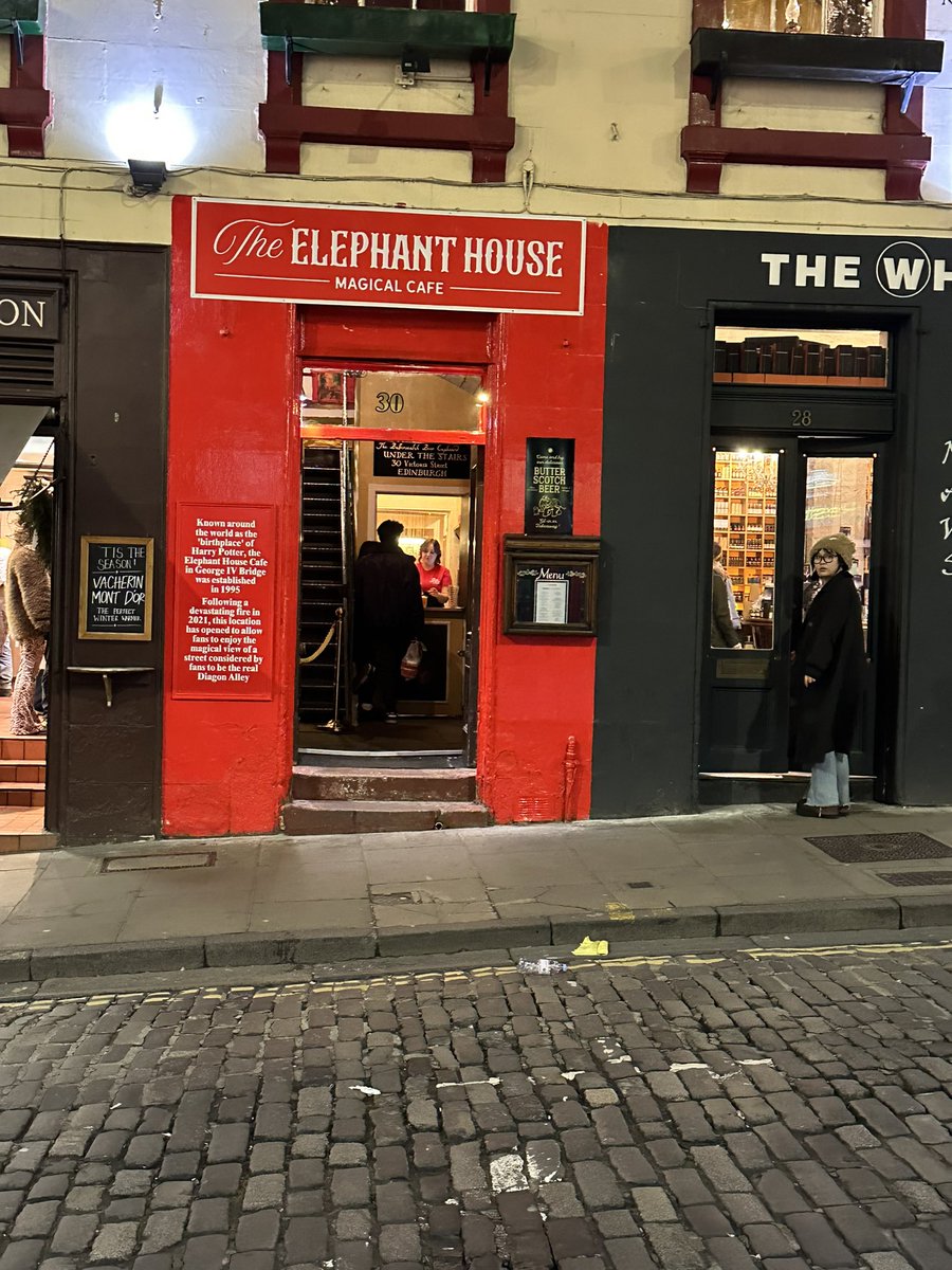 Looks like the rumours about a new Elephant House cafe weren’t wrong. For once ‘Magical’ seems appropriate. This exterior literally wasn’t here yesterday, it was all done overnight. For now, it’s just take away drinks, but the launch of the upstairs cafe is tomorrow.