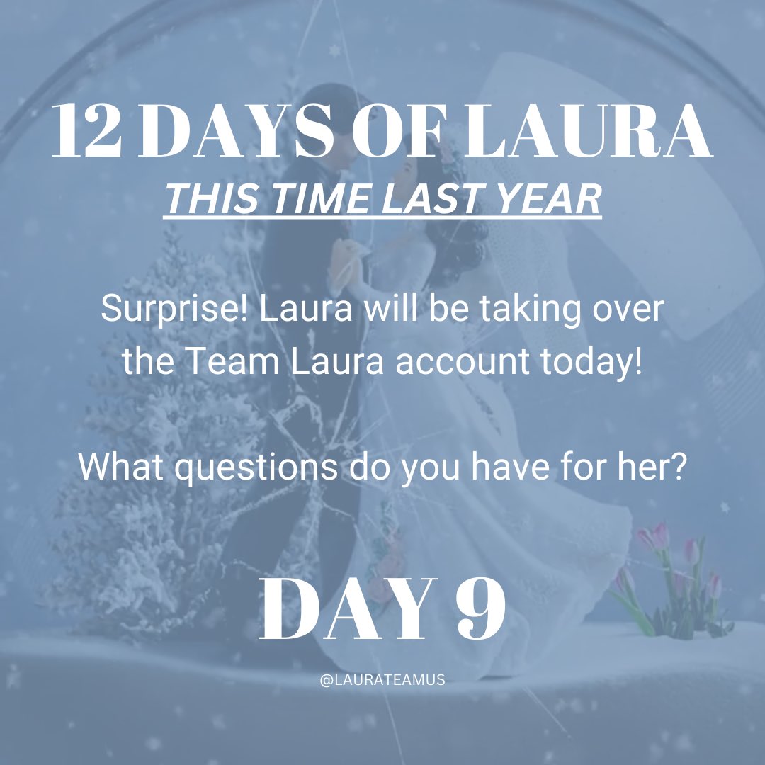 It’s Day 9 of #12DaysOfLaura 🎄 Today’s song is: “THIS TIME LAST YEAR” ⏰ Be sure to listen all day! We have a surprise for you!!! 😏@lauramarano will be taking over this account TODAY!!! What questions do you have for her?