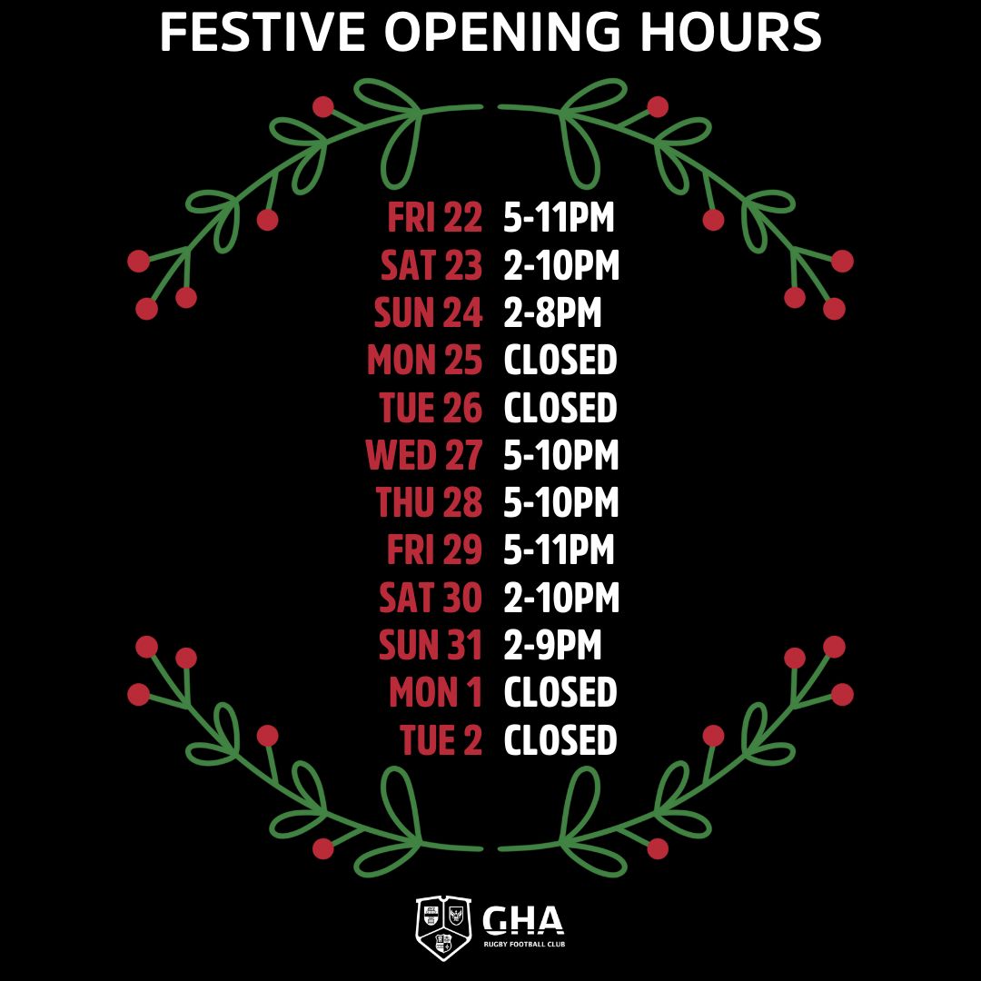 ❄️FESTIVE OPENING HOURS❄️ The bar & clubhouse opening hours for the next 2 weeks. Members & guests are welcome to join us across the holidays for drinks in the Overlee lounge and all the biggest sporting events live on the big screens. We look forward to seeing you!