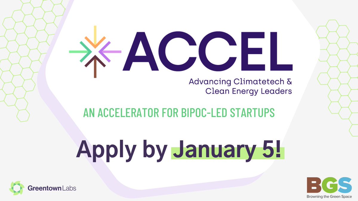 Browning the Green Space (@bgsmatters) on Twitter photo Applications for the #ACCEL Year 2 cohort are due by Jan. 5, 2024. Interested entrepreneurs can learn more about the RFP and eligibility requirements here. Don’t miss out! greentownlabs.com/accel/ <a href="/GreentownLabs/">Greentown Labs</a> <a href="/MassCEC/">Massachusetts Clean Energy Center</a> @VentureWell <a href="/BarrFdn/">Barr Foundation</a> Applications for the #ACCEL Year 2 cohort are due by Jan. 5, 2024. Interested entrepreneurs can learn more about the RFP and eligibility requirements here. Don’t miss out! greentownlabs.com/accel/ <a href="/GreentownLabs/">Greentown Labs</a> <a href="/MassCEC/">Massachusetts Clean Energy Center</a> @VentureWell <a href="/BarrFdn/">Barr Foundation</a>