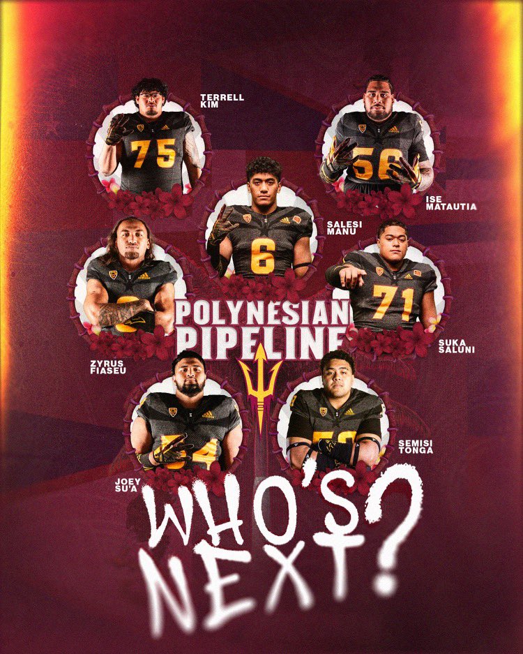 Bloodline. Culture. Lineage. Legacy. Putting your family name & your island on display at the highest level in college football. THIS IS THE MOVEMENT. #Pipeline 🌴 —> 🌵 @zyruusss @LesiM775 @Terrell_Kim75 @SemisiTonga4 @joeysua54 @FilivaaS @shancco56