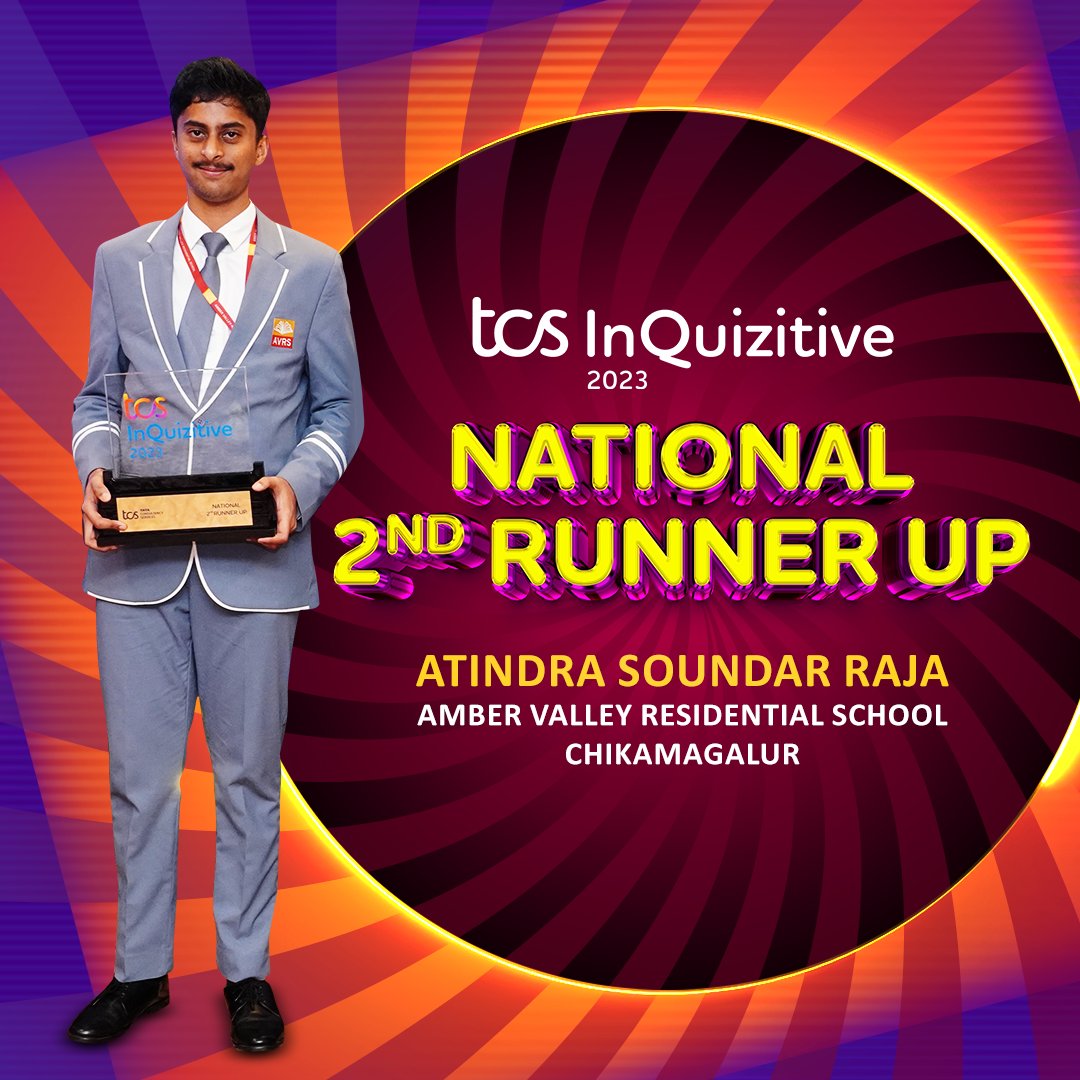 Congratulations to Atindra Soundar Raja, the 2nd runner up for TCS InQuizitive 2023! 🥉
Your phenomenal quizzing and razor sharp focus has won many hearts. A big round of applause to Atindra! 👏🏻👏🏻👏🏻
#ICYMI #TCSInQuizitive #Quizzing #SchoolCompetition #QuizCompetition #StudentQuiz