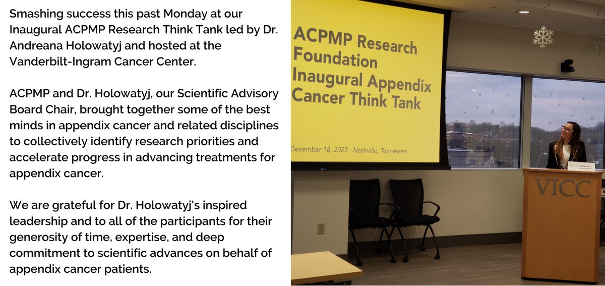 See note below about the ACPMP Research Foundation Inaugural Appendix Cancer Think Tank led by @drholowatyj: #appendixcancerresearch #rarecancer