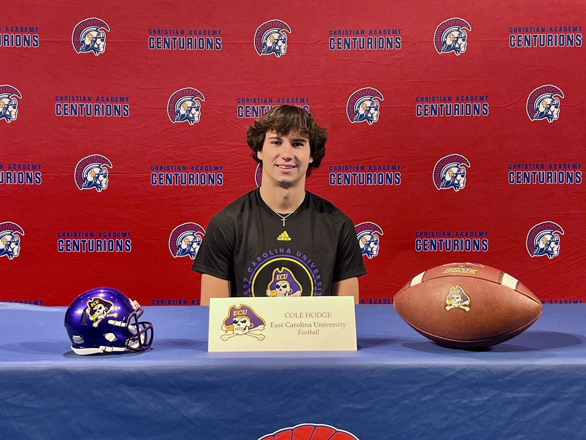 CAL Football (@centurions_fb) on Twitter photo Congrats to <a href="/ColeHodge_QB_PG/">Cole Hodge</a> who officially becomes an <a href="/ECUPiratesFB/">ECU Football</a> QB today!
1 of the best to ever play QB in KY
2x State Champ (MVP '23)
2x 3A POY
40 - 3 record as starter
2nd All Time-Career TD Passes (135) & Career Comp % (71%)
4th All Time-Single Season Comp % ('23-74%) Congrats to <a href="/ColeHodge_QB_PG/">Cole Hodge</a> who officially becomes an <a href="/ECUPiratesFB/">ECU Football</a> QB today!
1 of the best to ever play QB in KY
2x State Champ (MVP '23)
2x 3A POY
40 - 3 record as starter
2nd All Time-Career TD Passes (135) & Career Comp % (71%)
4th All Time-Single Season Comp % ('23-74%)
