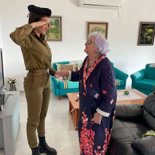 IDF soldier Lian Gilboa salutes her grandmother - Tova Gilboa, 93 - who survived Auschwitz. Never again will we put our fate in other's hands. Never again will we trust others guarantees, they have proven worthless for 2000 years #NeverAgainIsNow #NeverAgain #Israel #Zionism