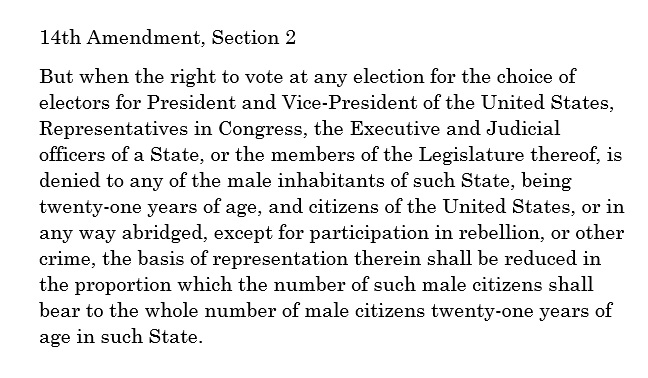 @CREWcrew, excellent work! We'll see what we can do about enforcing the 14th Amendment, Section 2.